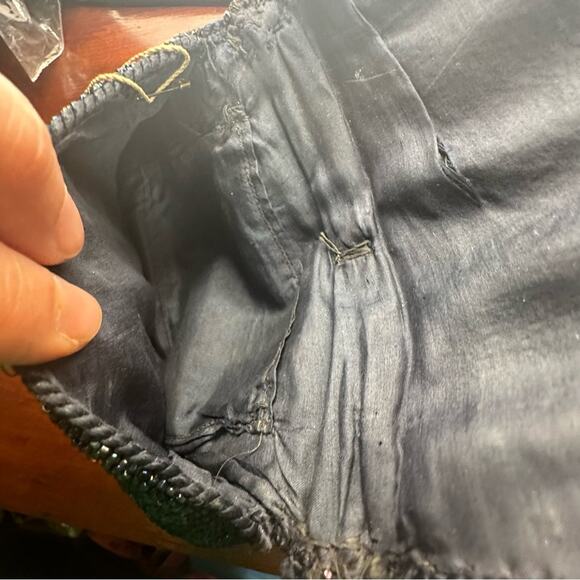 Vintage Retro style Fabric Beaded Black & Floral Evening Handbag VTG Retro 1950s - Picture 9 of 10